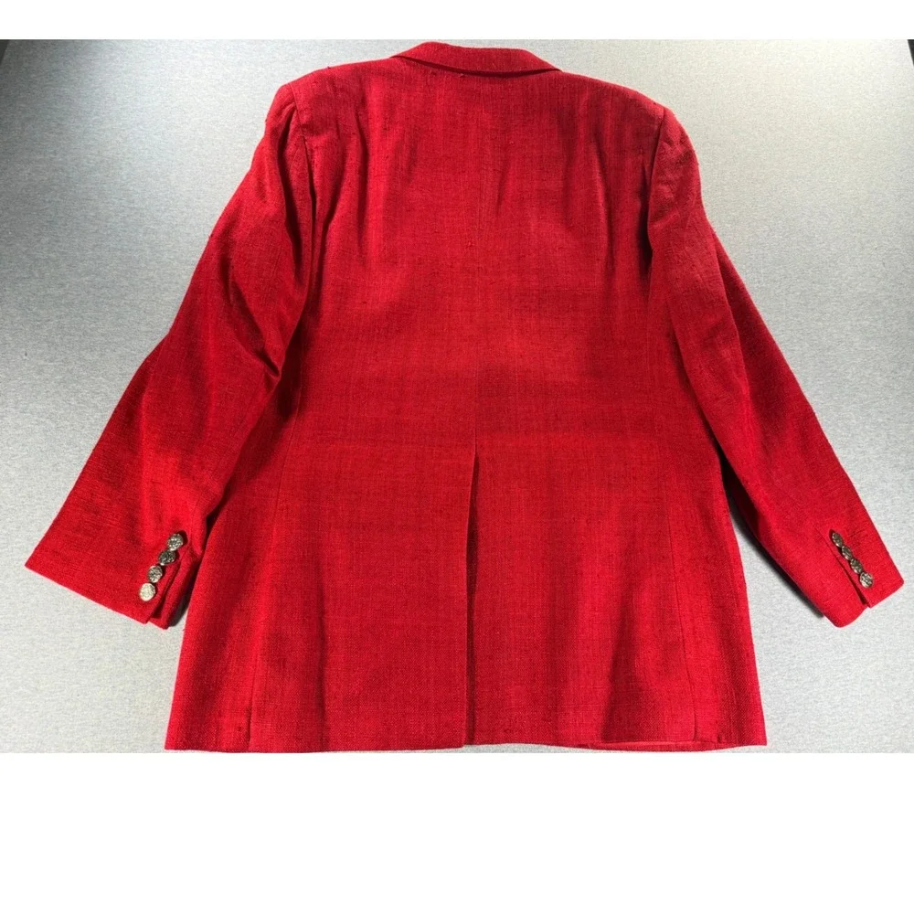 Vtg Kleinhans Men Red 100% Slub Silk Blazer Sport Coat 42L Made in USA 80s 90s